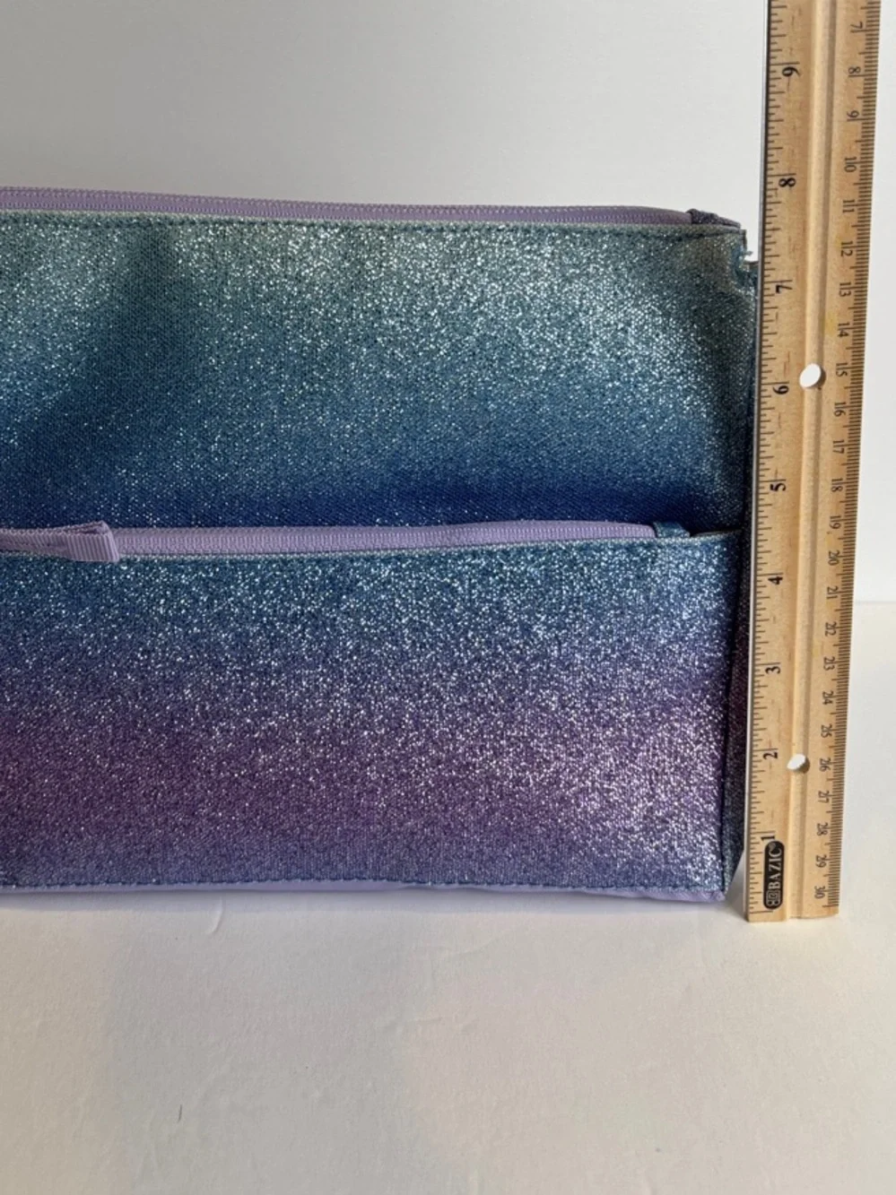Pottery Barn Kids Lavender Aqua Ombre Sparkle Glitter Supplies Pouch